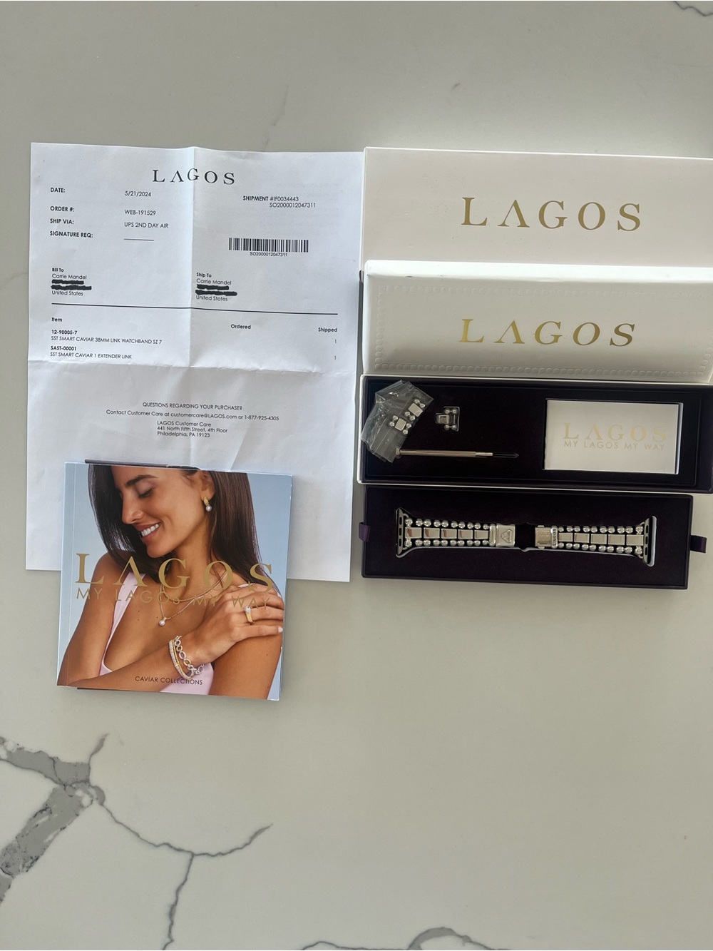 LAGOS Smart Caviar Stainless Steel Apple Watch Band Bracelet 38mm Sz 7 Like New - Picture 3 of 9